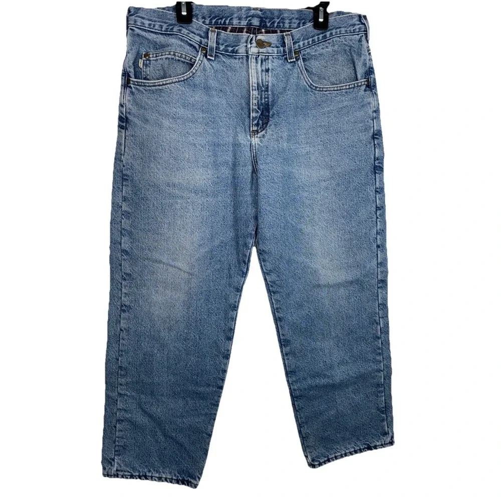 L.L.Bean Double L Men's Blue Denim Lined Jeans Natural Fit Straight Light Wash